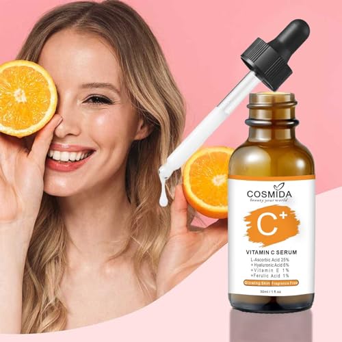 Vitamin C Face Serum with Hyaluronic Acid,Anti Aging Skin Brightening Serum for Dark Spots,Acne,Wrinkles to Visibly Glow,Korean Skin care Ferulic Acid serum for Sensitive Skin