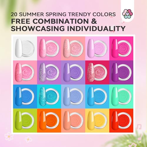 Dip Powder Nail Kit with Drill 20 Colors Summer Neon - SAVILAND Variation of 89 Pcs-Summer / Multicolor
