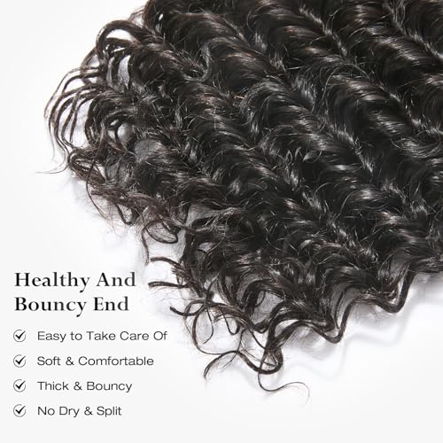 Deep Wave Human Hair Bundles - Unprocessed Cambodian 20 Inch Natural Black