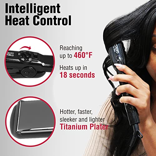 Pro Titanium Flat Iron 1.5 Inch Hair Straightener for Silk Press & Frizz Control