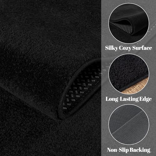 qulint Black 6x9 Feet Memory Foam Rug for Living Room & Bedroom, Non-Slip Washable Large Area Rug