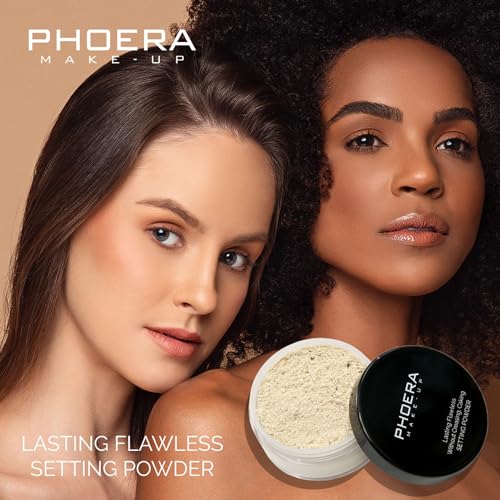 PHOERA Foundation Full Coverage,PHOERA Face Powder, Soft Focus Setting Powder, PHOERA Makeup Lightweight Wrinkles Matte Natural Finish for a Flawless Complexion (105 Sand+N.02 Cool Beige)