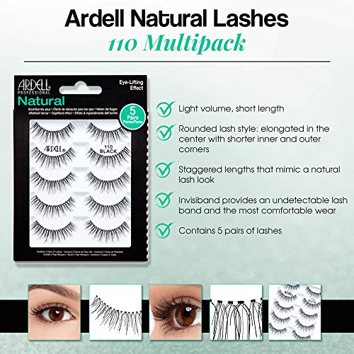 Ardell 110 Natural False Eyelashes Black 5 Pairs Reusable Strip Lashes