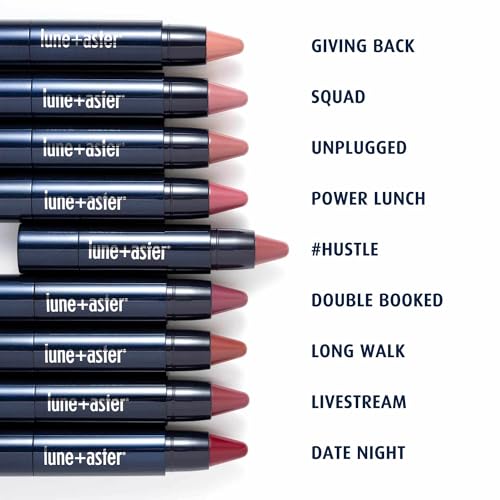 Unplugged Lip Crayon - Moisturizing Medium Coverage Lipstick with Shine - Medium Shade, Hydrating Formula - Lune+Aster Powerlips Quickstick