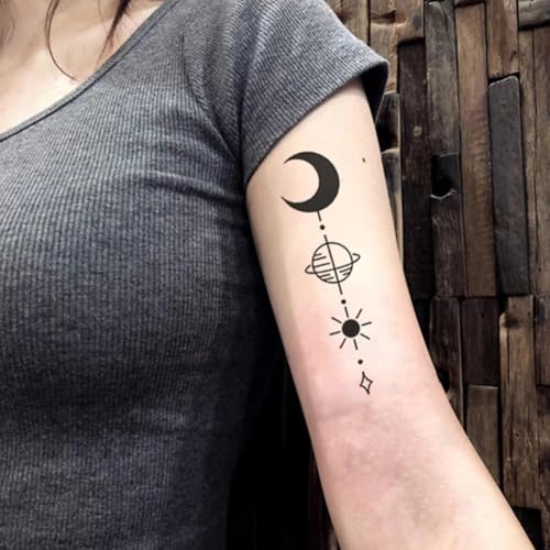 8 Sheets Arm Temporary Tattoos Arrow Heartbeat Moon Sun Square Triangle Totem Symbol