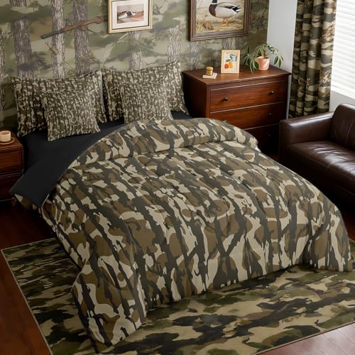 Feelyou Camouflage Military Bed in a Bag Queen Size Kids Bedding Set - Army Green