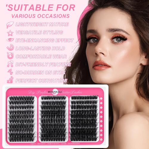 Lash Clusters 60D 80D 100D Mix Individual Lashes Clusters Luxury Versatile 3D Full Eyelash Clusters 12-18MM Thick Volume Cluster Eyelash Extensions Waterproof D Curly DIY Fake Mink Eyelashes Extension