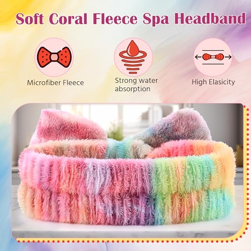 Tie-Dye Color 28-Piece Spa Headband and Eye Mask Set for Sleepovers & Parties