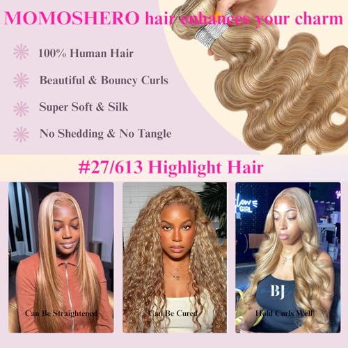 F27/613 Blonde Highlight Human Hair Bundle Body Wave 10 Inch - New