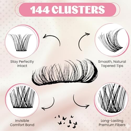 "Feather Me" Cluster Lashes, D Curl Mixed Length 10-18mm, Individual Volume Extensions, Soft and Comfortable