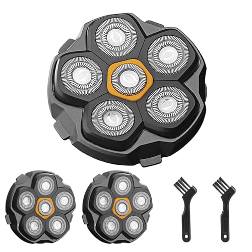 6D Magnetic Replacement Shaving Heads 2PCS Washable for Bald Men's Electric Razors