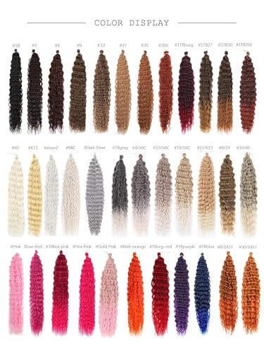 MAYSA 22 Inch Deep Wave Crochet Hair Extensions - 6 Pack Brown Blonde Mix, Synthetic Curly Hair for Women