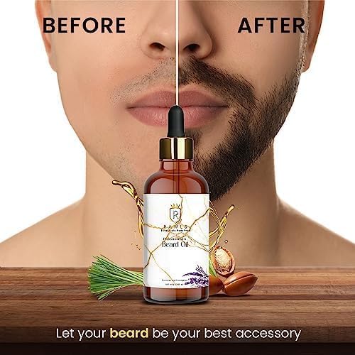 Beard Oil for Men-100ml | Natural Beard Growth Oil for Men with Argan & Rosemary for muuchstac Fast Growth Conditioner and Softener - Strengthens Beards and Mustaches for Men