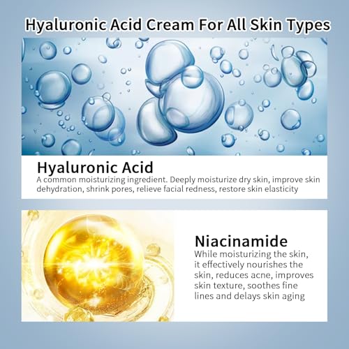 Hyaluronic Acid Moisturizer For Face, 3.52 oz / 100ML Hyaluronic Acid Cream For Dry & Sensitive Skin, Moisturizing Face Cream For Daily.