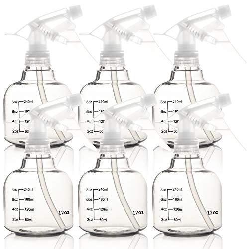 Youngever 6 Pack Empty Plastic Spray Bottles, Spray Bottles for Hair and Cleaning Solutions (12 Ounce)
