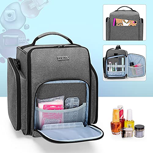 Gray Nail Polish Organizer Holds 72 Bottles Travel Case with Removable Compartments