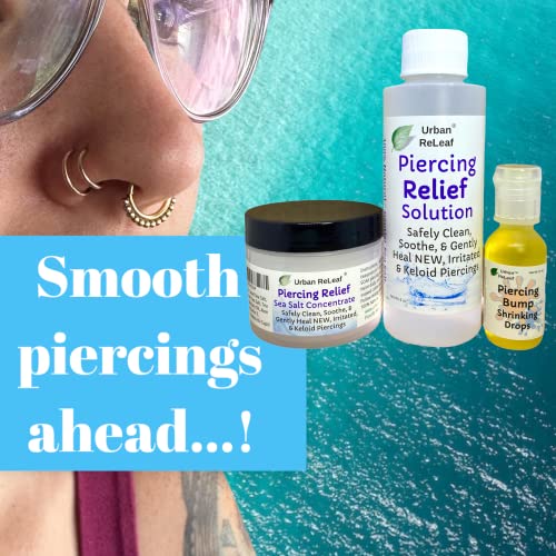 Piercing Aftercare Set with Sea Salt & Bump Shrinking Drops - Soothing Relief