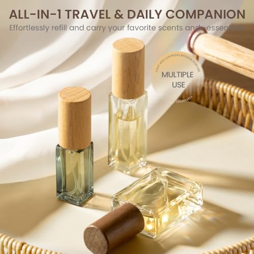 Refillable Perfume Atomizer Set - Walnut 15ml/0.5oz, 30 Pieces Travel Spray Bottles