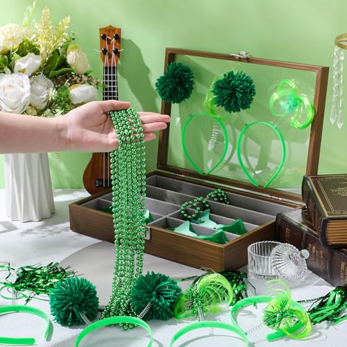 50 Pcs Green Holiday Party Accessories Pom Pom Party Headbands Star Shape Sunglasses Bead Necklaces Stuff Favors for Birthday Wedding Supplies(Classic)