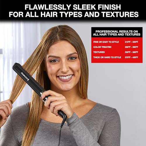 Remington 1" Flat Iron, Hair Straightener with Anti-Static Technology, Rapid 30-Second Heat-Up, 60-Minute Auto Shut-Off, 30% Longer Ceramic Floating Plates, and Titanium-Ceramic Coating