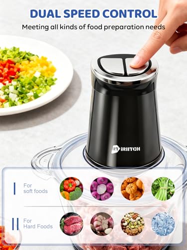 Food Processor with LED Timer 800W Electric Chopper Dual Bowl System