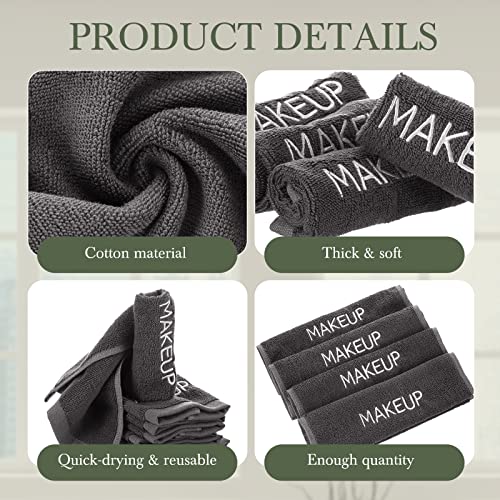 Riakrum 50 Pcs Grey Cotton Makeup Towels Washcloths Bulk 10x10 Inches