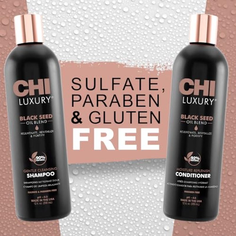 CHI Brand Luxury Black Seed Oil Blend Gentle Cleansing Shampoo & Moisture Replenish Conditioner 12 Fl Oz Each (pack Of 2)