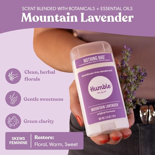 Humble Aluminum-Free Deodorant Mountain Lavender 2.5 oz Stick - Pack of 3, Lavender/2.5 Oz/Pack of 3/Aluminum Free Original