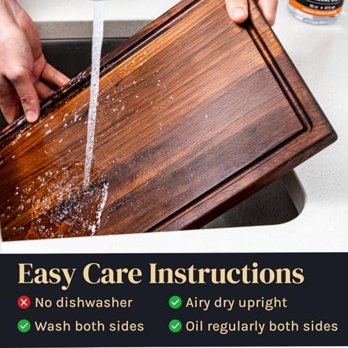 Large American Black Walnut Cutting Board - Made in USA, 17 x 11 Inches, Non-Toxic