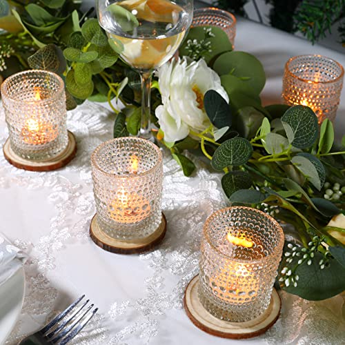 Clear Glass Votive Candle Holders Set of 72 - Tea Light Centerpieces, Elegant Dot Design