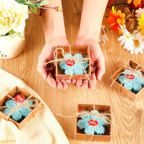 Maxcheck Snowflakes Christmas Handmade Soap Gift Set - 50 pcs Holiday Guest Soaps with Box & Stocking Stuffers