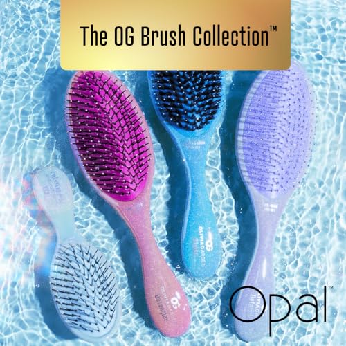 Olivia Garden Aurora Detangler Brush Opal Pink for Medium to Thick Hair - Gentle Styling Tool