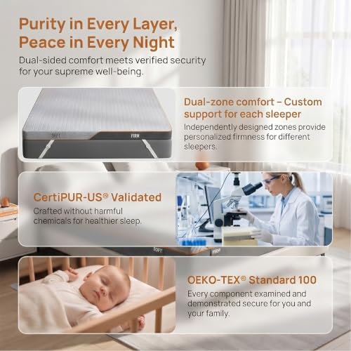 Amada 3-Inch Dual Firmness Queen Mattress Topper - Memory Foam, 60x80