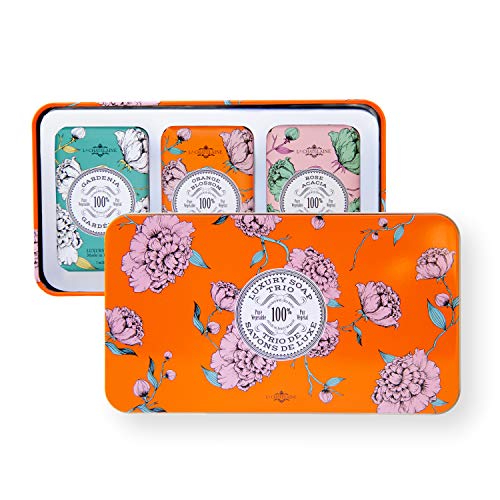 La Chatelaine Organic Shea Butter Orange Soap Trio Gift Set in Tin | Made in France