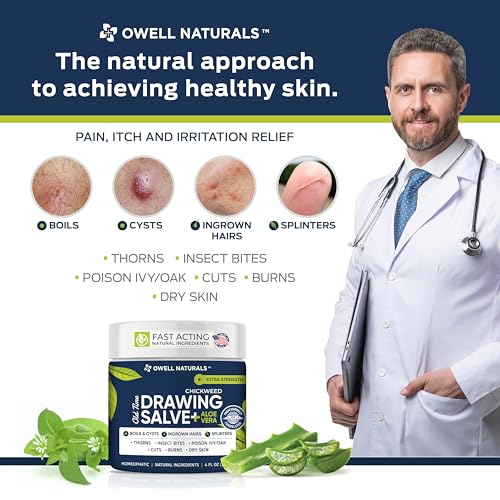 OWELL Naturals Drawing Salve ? Fast Acting for Ingrown Hairs, Boils, Bumps, Cysts & Splinters ? Clear Non-Staining Formula for Bikini Line, Underarms & Sensitive Skin ? 4 oz