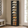 SYNCVIBE 9-Tier Foldable Shoe Rack Organizer for 18 Pairs - Black, 17.3" Wide, Easy Assembly