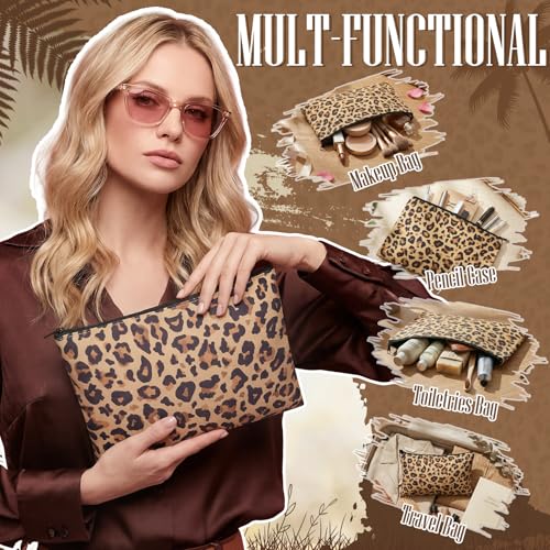 Leopard Canvas Makeup Bags 20 Pack - Travel Toiletry & Gift Set