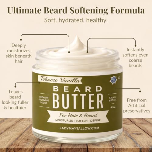 Tallow Man Tobacco Vanilla Beard + Body Butter | Men's Grooming | Grass-Fed Tallow | 9oz