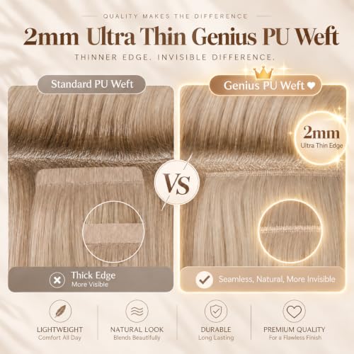 Ve Sunny Genius Clip-In Human Hair Extensions Golden Blonde Highlights 14 Inch