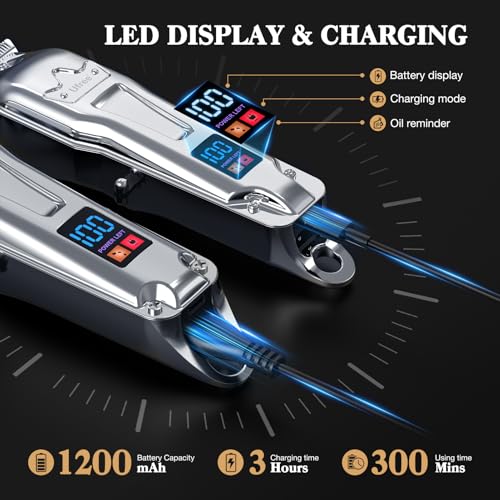 Ufree Cordless Hair Clippers & Trimmer Set with LED Display - Silver