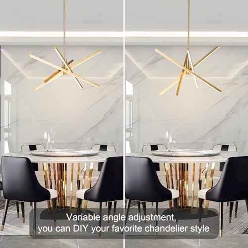 Gold Sputnik Chandeliers - 4-Light Modern LED Linear Pendant for Dining Room - Gold