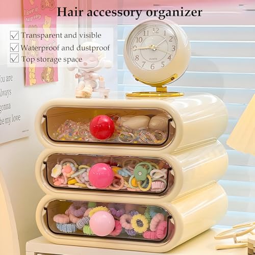 3-Tier Clear Makeup Organizer Drawer with Handles for Vanity, Bathroom & Desk