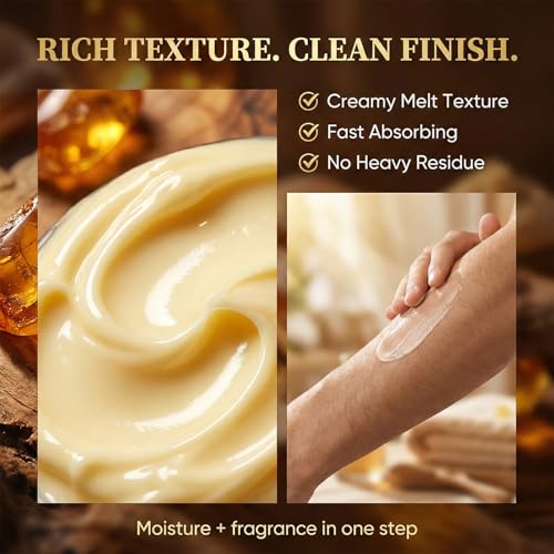 Allaura Beauty Woody Amber Pheromone Body Butter for Men – Hydrating Fragrance Moisturizer with Shea & Coconut Oil
