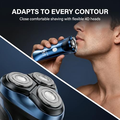 Men's 2-in-1 Electric Rotary Shaver with 4D Floating Heads & Trimmer - Waterproof, USB Rechargeable, LCD Display