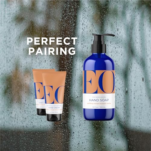 EO Liquid Hand Soap, 12 Ounce (Pack of 3), Orange Blossom and Vanilla, Organic Plant-Based Gentle Cleanser with Pure Essential Oils
