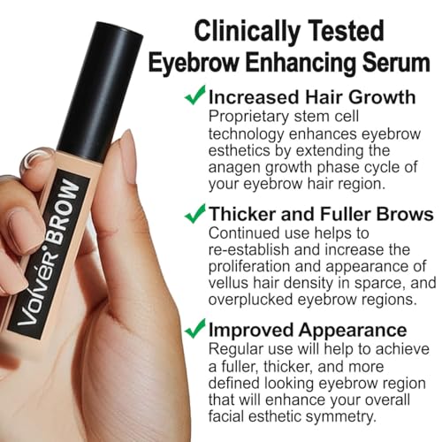 Volver BROW Enhancing Serum for Bolder Thicker Denser Eyebrows | Advanced Stem Cell Formula with Minimal Ingredients for women and men | Clinically Tested and Dermatologist Approved | MADE IN USA 10ml