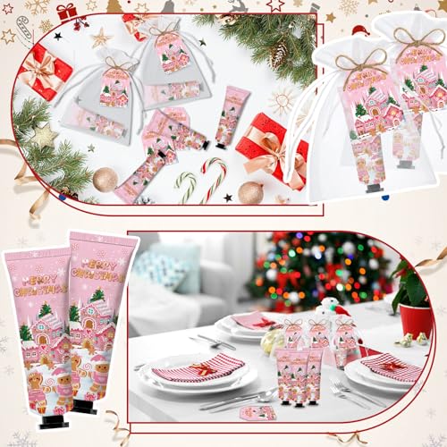 Gingerbread Man Hand Cream Set - Christmas Holiday Moisturizing Gift Bulk 50 Sets with Cards & Bags