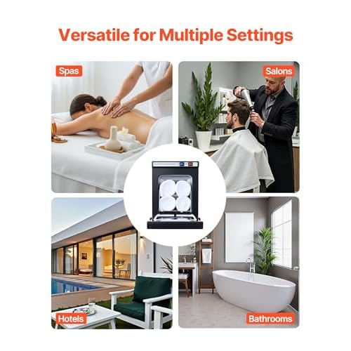VEVOR Hot Towel Warmer, 5L Small Towel Warmer Cabinet with Clip & Stainless Steel Rack, Holds up 8-12 Towels, Portable All-Round Heating Cabinet for Spa, Barber, Manicures, Massage, Salon, Black