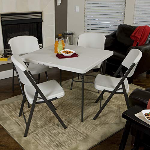 Lifetime 37-Inch Square Fold-In-Half Table White Granite Top 1 Pack