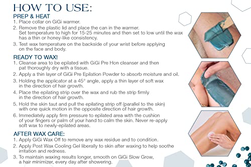 GiGi Azulene Hard Wax Beads 32 oz for Sensitive Skin, No Strips, Gentle Hair Removal